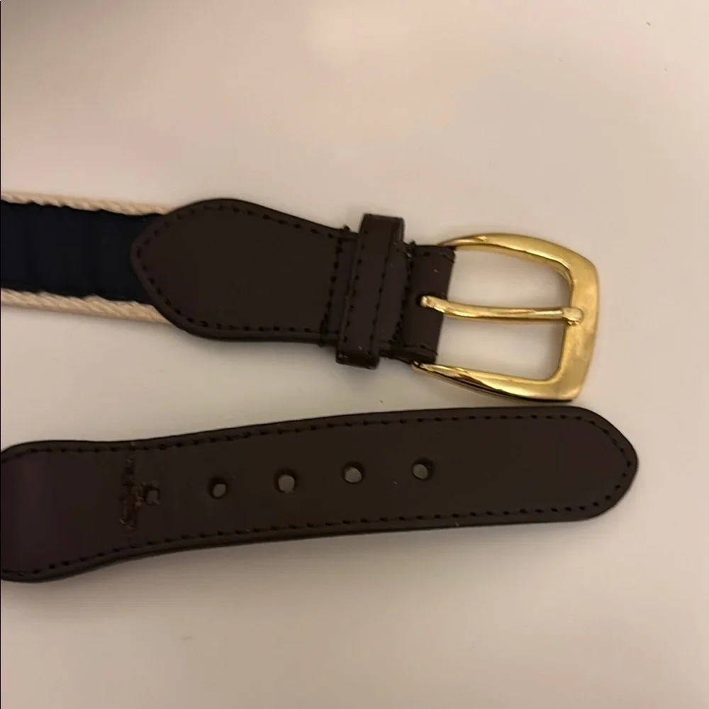 Navy and Brown Fish Theme Belt with Gold Buckle